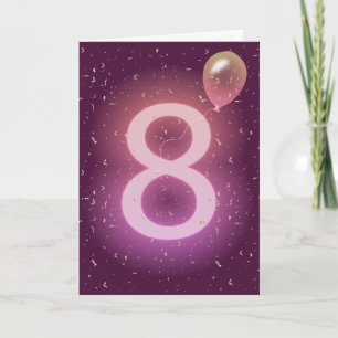 8e verjaardag Neon Bord en Ballon Kaart