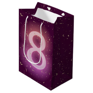 8e verjaardag Neon bord met gouden confetti Medium Cadeauzakje