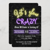 8e verjaardag Neon Glow Sign. Brick Wall Kaart (Voorkant / Achterkant)