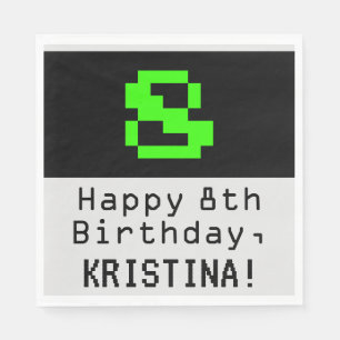 8e verjaardag - Nerdy / Geeky Style "8" en naam Servet
