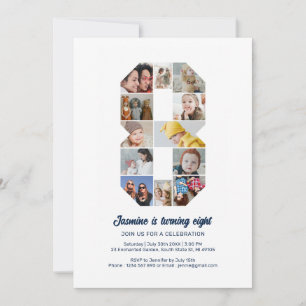 8e verjaardag nummer 8 aangepaste foto collage kaart