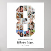 8e Verjaardag Nummer 8 Fotocollage Aangepast Afbee Poster (Voorkant)