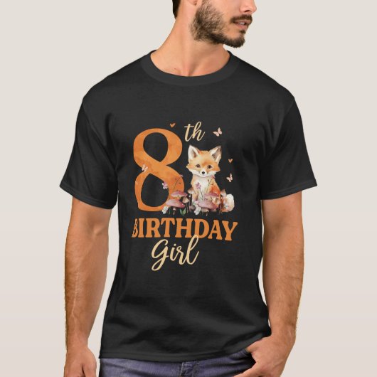 8e verjaardag Outfit Meisje Fox 8 Jaar Oud Dag Dec T-shirt (Voorkant)