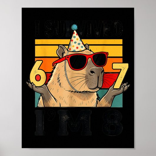 8e verjaardag overleefd 67 8 grappige capybara kin poster (Voorkant)