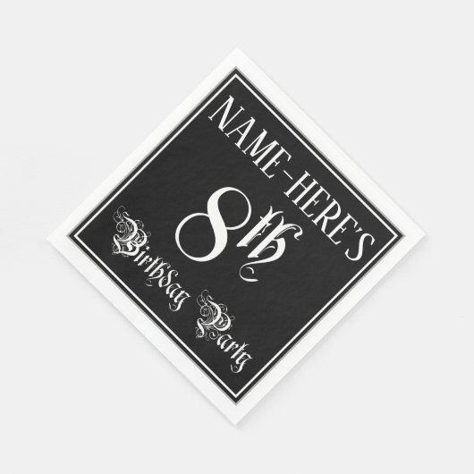 8e verjaardag Partij — Fancy Manuscript + de Naam Servet (Hoek)