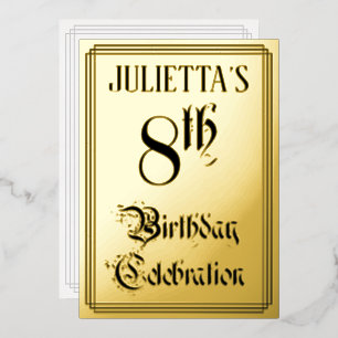 8e verjaardag Partij - Legant Manuscript + de Naam Folie Uitnodiging