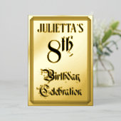 8e verjaardag Partij - Legant Manuscript + de Naam Folie Uitnodiging (Staand Voorkant)