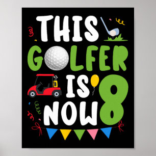 8e Verjaardag Party Golf Boy Acht jaar oude Golf P Poster