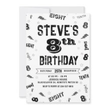 8e verjaardag Party Nummer Uitnodiging Sjabloon