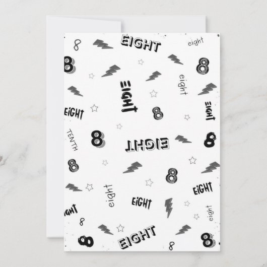 8e verjaardag Party Nummer Uitnodiging Sjabloon (Achterkant)