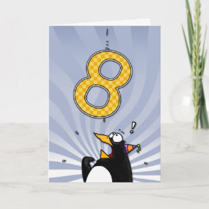 8e verjaardag - Penguin Surprise Kaart