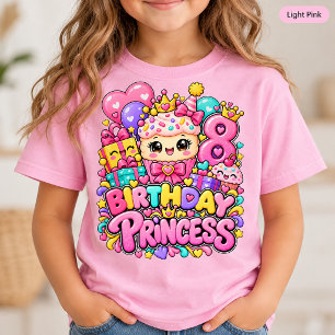 8e verjaardag Prinses Cute Squishy Cupcake T-shirt