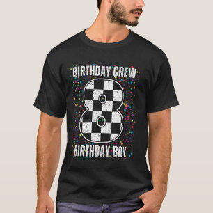 8e verjaardag raceauto shirt, Racing vlag jongen r T-shirt