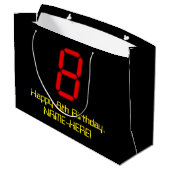 8e verjaardag: Red Digital Clock Style "8" + naam Groot Cadeauzakje (Achterkant Gekanteld)
