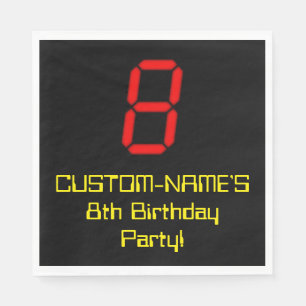 8e verjaardag: Red Digital Clock Style "8" + naam Servet