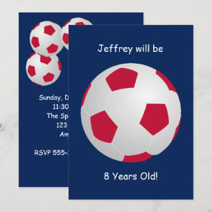 8e verjaardag Red White Blue Voetbal Kaart
