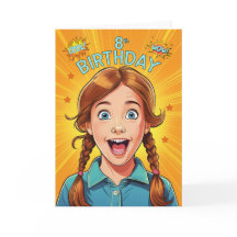 8e Verjaardag Redhead Light Skin Girl Pop Art Styl