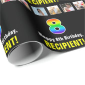 8e verjaardag: Regenboog "8"; Aangepaste foto's &  Cadeaupapier (Rol Hoek)