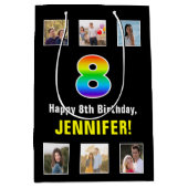 8e verjaardag: Regenboog "8", aangepaste foto's & Medium Cadeauzakje (Voorkant)