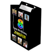8e verjaardag: Regenboog "8", aangepaste foto's & Medium Cadeauzakje (Achterkant Gekanteld)