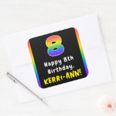 8e verjaardag: Regenboogspectrum # 8, Aangepaste n Vierkante Sticker (Envelop)