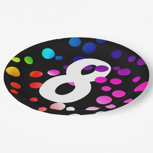 8e verjaardag regenboogStippen Papieren Bordje (Gekanteld)