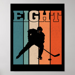 8e verjaardag Retro IJshockey 8 Jaar Oude Jongen M Poster