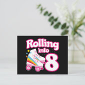 8e verjaardag Roller Skating 8 jaar oud schaatsen Briefkaart (Staand voorkant)