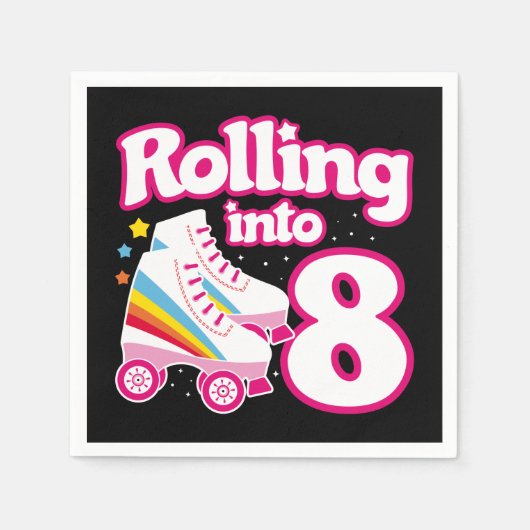 8e verjaardag rolschaatsen 8 jaar oud Schaats Servet (Voorkant)