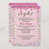 8e verjaardag roze ijsjes en strooisel kaart (Voorkant / Achterkant)