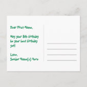 8e verjaardag: roze strepen & harten, regenboog 8 briefkaart (Achterkant)