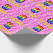 8e verjaardag: Roze stripes en harten, regenboog # Cadeaupapier (Hoek)