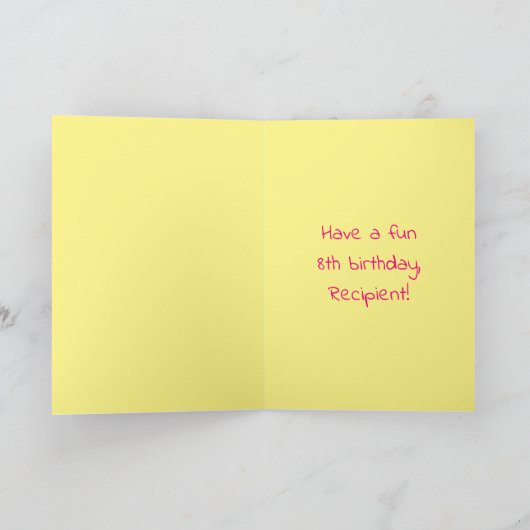 8e verjaardag: Roze stripes en harten, regenboog # Kaart (Binnen)