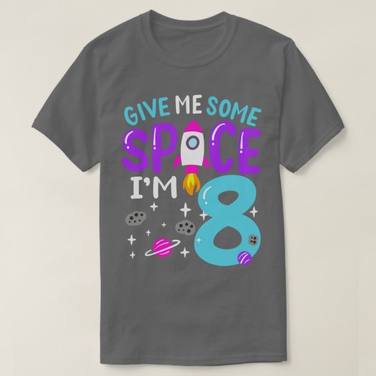 8e verjaardag ruimteraket t-shirt (Design voorkant)