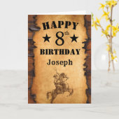 8e verjaardag Rustisch Land Western Cowboy Horse Kaart (Gele Bloem)