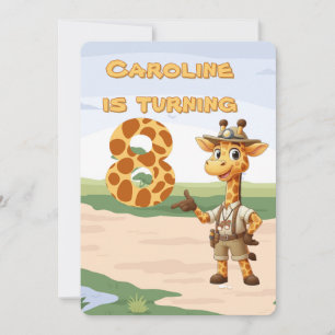 8e verjaardag Schattige verkenner Giraf op safari Kaart