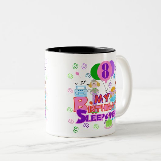 8e verjaardag slappover tweekleurige koffiemok (Voorkant rechts)