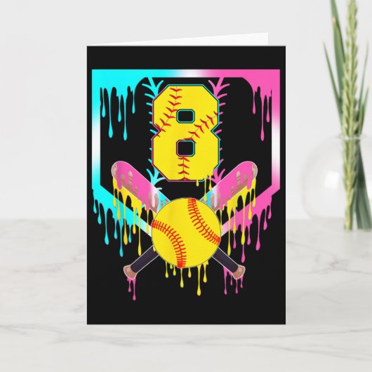 8e Verjaardag Softll Thuisplaat Drip Ijs 8 Jaar Ou Kaart (Voorkant)