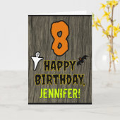 8e verjaardag: Spooky Halloween Theme + Eigen naam Kaart (Gele Bloem)