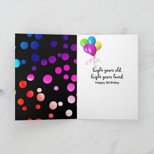 8e verjaardag Stippen regenboog op zwarte zee Kaart (Binnen)