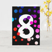 8e verjaardag Stippen regenboog op zwarte zee Kaart (Gele Bloem)