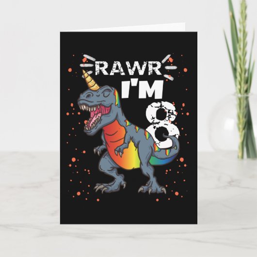 8e verjaardag T Rex dinosaurus Kaart (Voorkant)