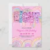 8e Verjaardag Uitnodiging Meisje Bewerkbare Rainbo (Voorkant)