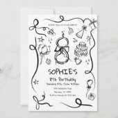 8e verjaardag uitnodiging, met de hand getekend 8e kaart (Voorkant)