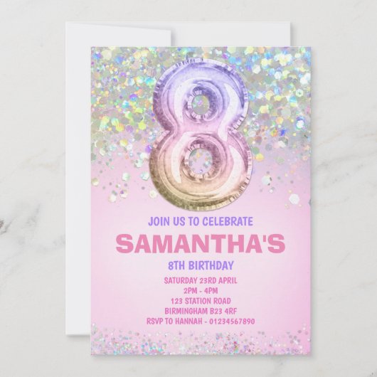 8e verjaardag, uitnodiging van de regenboogjongen (Voorkant)