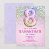 8e verjaardag, uitnodiging van de regenboogjongen (Voorkant / Achterkant)