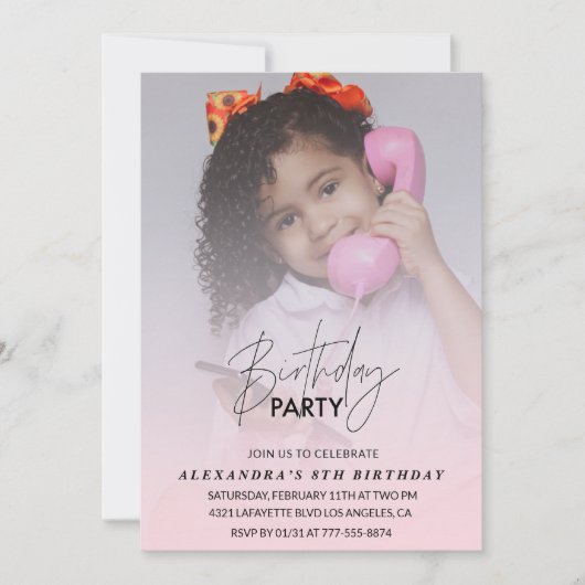 8e verjaardag uitnodiging Verjaardagsfeest Foto ro (Voorkant)