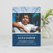 8e verjaardag uitnodigingen Foto Navy Blue (Staand voorkant)