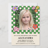 8e verjaardag uitnodigingen Retro Groovy Flowers (Voorkant)