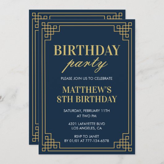 8e verjaardag uitnodigingen Verjaardag feest jonge (Voorkant / Achterkant)